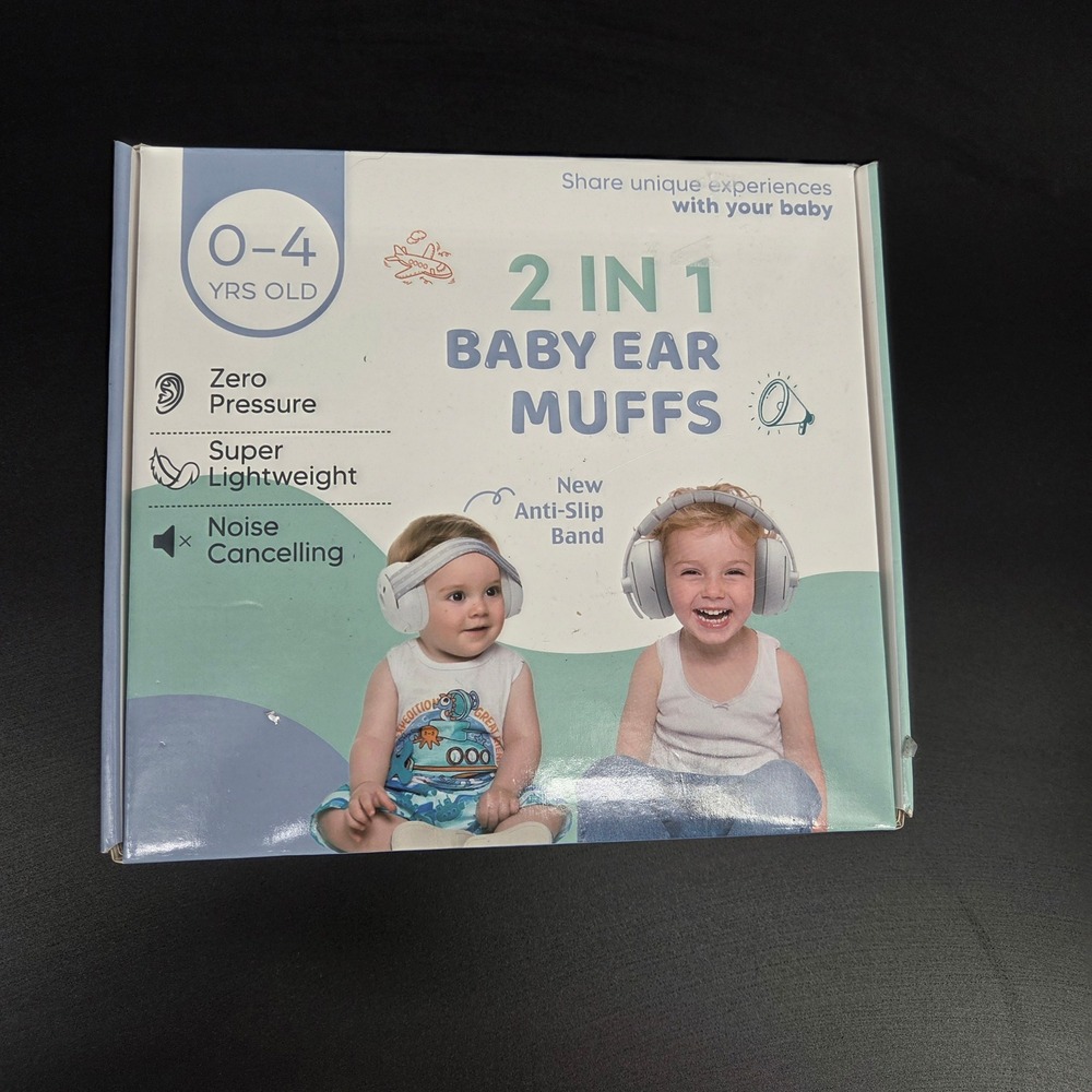 2 in 1 Baby Ear Muffs Noise Cancelling New Anti Slip Band 0-4 Years Old Pink